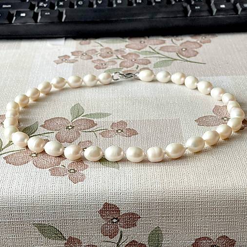 Freshwater Pearls Necklace / Náhrdelník z veľkých oválnych sladkovodných perál,  A102