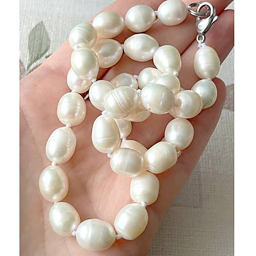 Freshwater Pearls Necklace / Náhrdelník z veľkých oválnych sladkovodných perál,  A102