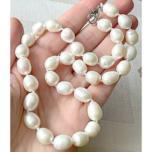 Freshwater Pearls Necklace / Náhrdelník z veľkých oválnych sladkovodných perál,  A102