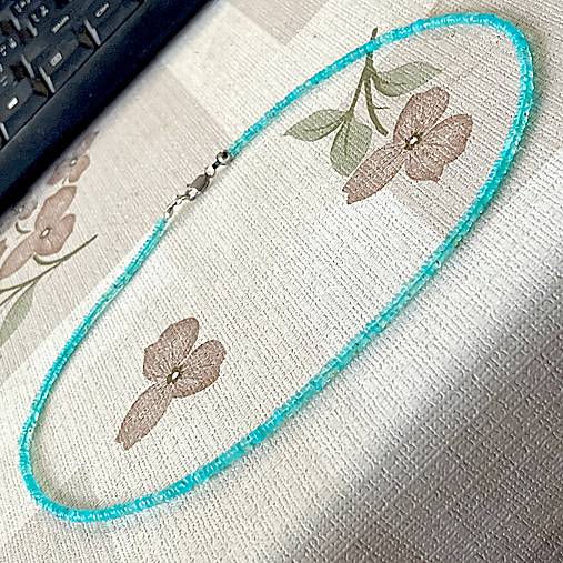 Ethiopian Paraiba Opal Rondelle Necklace AG925 / Náhrdelník prírodný paraiba opál A101