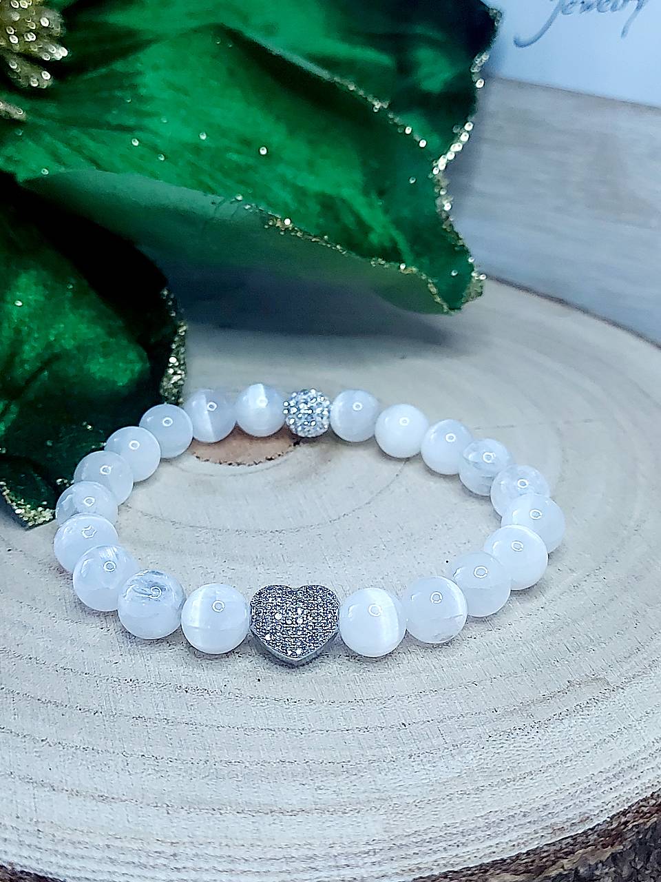 Náramok Selenit srdce 