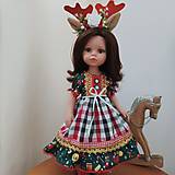 Hračky - Vianočné šaty s čelenkou pre bábiku Paola reina 32 cm - 16227407_