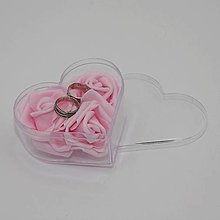 Prstene - Srdce s penovými ružičkami na obrúčky  (Biela) - 16227497_