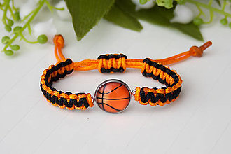 Detské doplnky - Šnúrkový náramok detský - Basketball oranžová/čierna - 16228420_