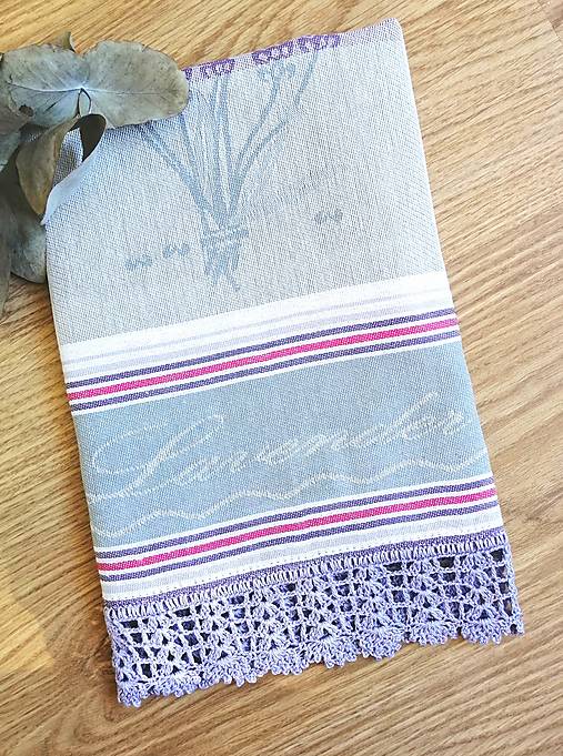 Úžitkový textil - Utierka s háčkovanou krajkou "Lavender"  - 16229138_