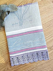 Úžitkový textil - Utierka s háčkovanou krajkou "Lavender" - 16229138_