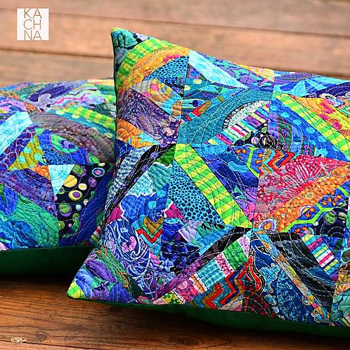 Úžitkový textil - Patchworkový polštář – barvy silvestrovské noci - 16229292_