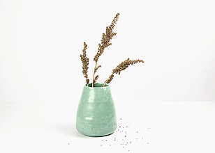 Dekorácie - Keramická váza Mentolovo Zelená - 16230284_