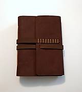 Papiernictvo - Kožený zápisník čokoládová hnedá - 16231086_