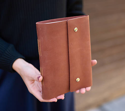 Papiernictvo - Kožený fotoalbum A5 gaštanová hnedá - 16231105_