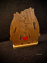 Sochy - Medvedia rodina 5 členná+ mená Vašej rodiny drevené puzzle - 16231138_