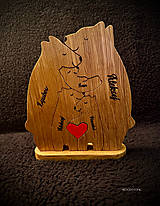 Sochy - Medvedia rodina 5 členná+ mená Vašej rodiny drevené puzzle - 16231140_