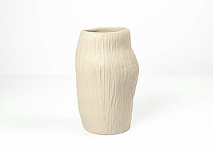 Dekorácie - Keramická váza Piesková Matná Vrúbkovaná - 16230357_