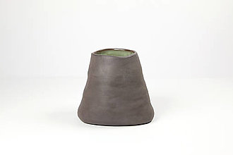 Dekorácie - Keramická váza Antracitová Zelená - 16231362_