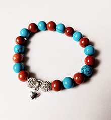 Náramky - Náramok z liečivých kameňov tyrkenitu, koralu a jaspisu červeného na gumičke - 16231843_
