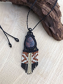 Náhrdelníky - Boho náhrdelník z minerálu mahagónový obsidián - 16231823_