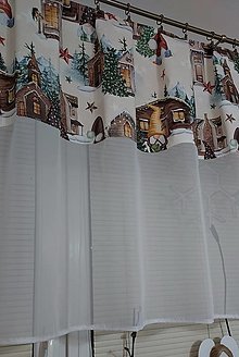 Úžitkový textil - Vianočná záclona s riasenkou - 16234729_