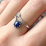 Prstene - Leaf Natural Faceted Lapis Lazuli Ring Ag925 / Strieborný prsteň s lazuritom E001 - 16234345_
