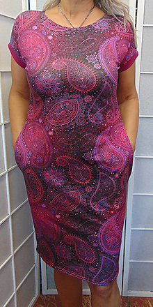 Šaty - Šaty s kapsami - vínovo-fialový kašmírový, velikost M - VELKÝ VÝPRODEJ - 16233286_