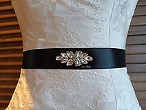 Čierny žiarivý opasok na šaty, sukňu (ozdoba 2,5x6cm)
