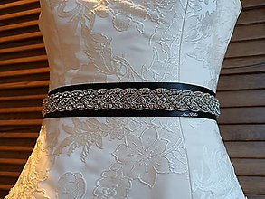 Opasky - čierny svadobný opasok na šaty, sukňu - 16235508_
