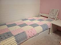 Detský textil - Patchwork pletená deka - 16235280_