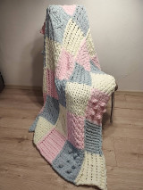 Detský textil - Patchwork pletená deka - 16235281_