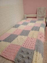 Detský textil - Patchwork pletená deka - 16235282_