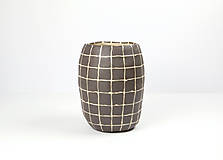 Dekorácie - Keramická váza Antracitová, Krémový grid - 16235753_