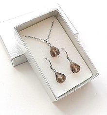 Sady šperkov - Sada brúsené kvapky 12x10 mm + oceľ (šedá) - 16236923_