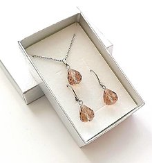 Sady šperkov - Sada brúsené kvapky 12x10 mm + oceľ (hnedá) - 16236932_
