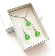 Sady šperkov - Sada brúsené kvapky 12x10 mm + oceľ (zelená svetlá) - 16236959_