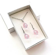 Sady šperkov - Sada brúsené kvapky 12x10 mm + oceľ (ružová svetlá) - 16237003_