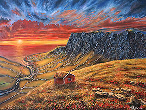 Obrazy - "Tu hore je krásne" výtlačok, krajinka, západ slnka - 16237540_