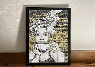 Obrazy - Coffee time. originálny print - 16236023_