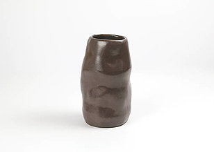 Dekorácie - Keramická váza Hnedá Organická Lesklá - 16236567_