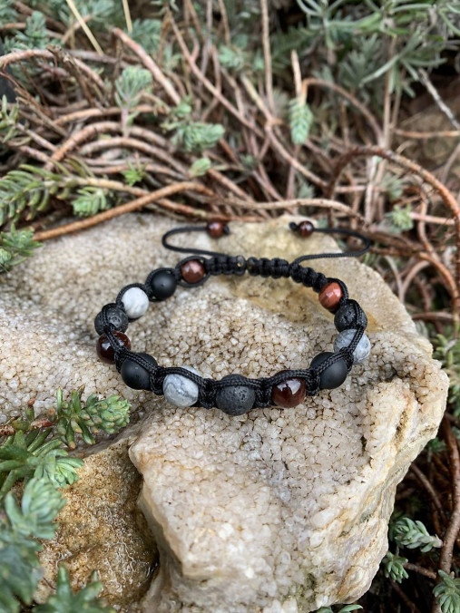 Náramky - shamballa náramok  (Jaspis, Onyx, láva, Býčie oko) - 16236683_