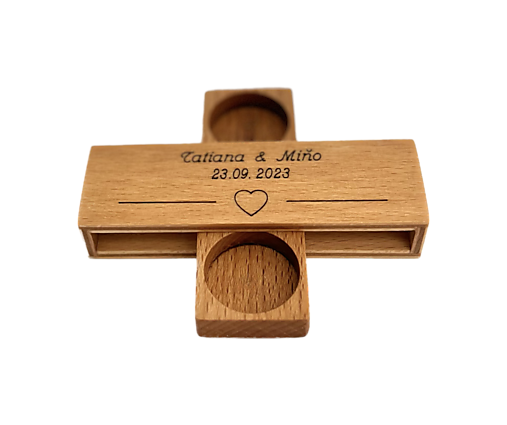 drevená krabička na svadobné prstene/obrúčky