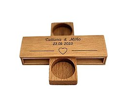 Prstene - drevená krabička na svadobné prstene/obrúčky (Buk) - 16238066_