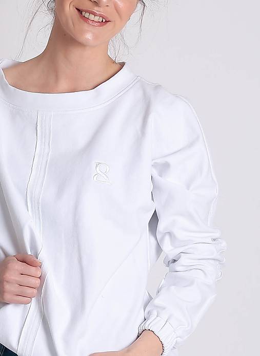 Mikiny - Bavlnená Mikina biela basic / Limitovaná edícia - 16238579_