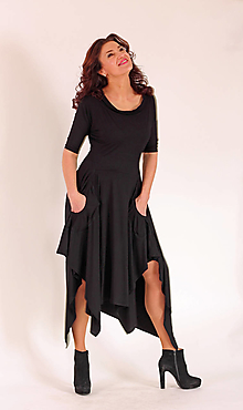 Šaty - Černé šaty s cípy - 16239853_
