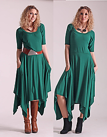 Šaty - Zelené šaty s cípy - 16239861_