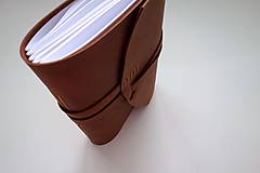 Papiernictvo - Kožený zápisník A5 nubuk koňaková hnedá - 16240107_