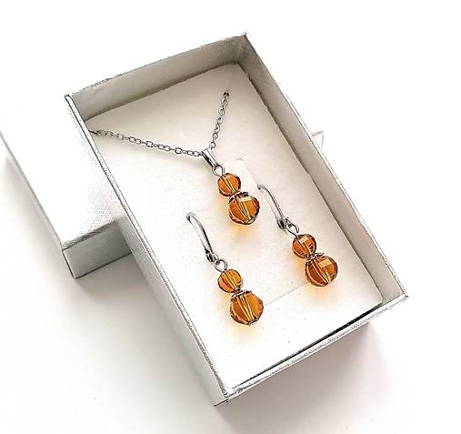 Sady šperkov - Sada brúsené guličky 8/6 mm + oceľ (zlatohnedá) - 16241573_