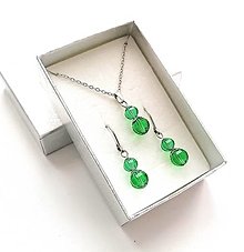 Sady šperkov - Sada brúsené guličky 8/6 mm + oceľ (zelená) - 16241576_