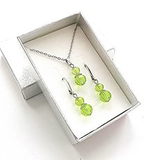 Sady šperkov - Sada brúsené guličky 8/6 mm + oceľ (zelená svetlá) - 16241578_