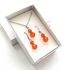 Sady šperkov - Sada brúsené guličky 8/6 mm + oceľ (oranžová) - 16241586_