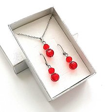Sady šperkov - Sada brúsené guličky 8/6 mm + oceľ (červená) - 16241599_