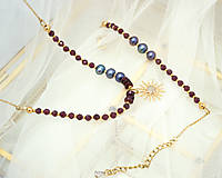 Sady šperkov - Retiazkový set s Granátmi a Riečnymi perlami - 16239763_