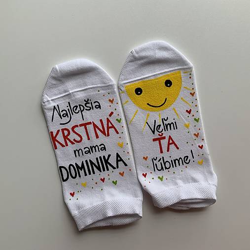 Maľované ponožky pre najlepšiu /výnimočnú KRSTNÚ členkové